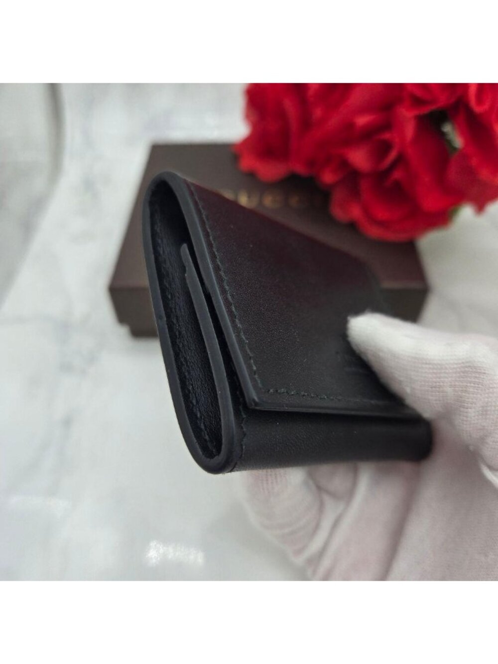 Gucci Coin Purse Wallet Flower Black - Picture 5 of 15